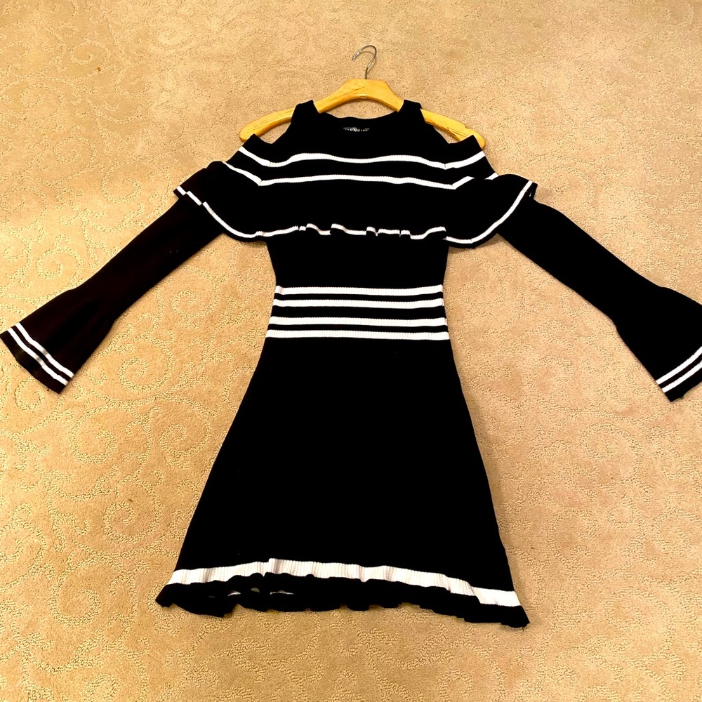 cold shoulder sweater dress